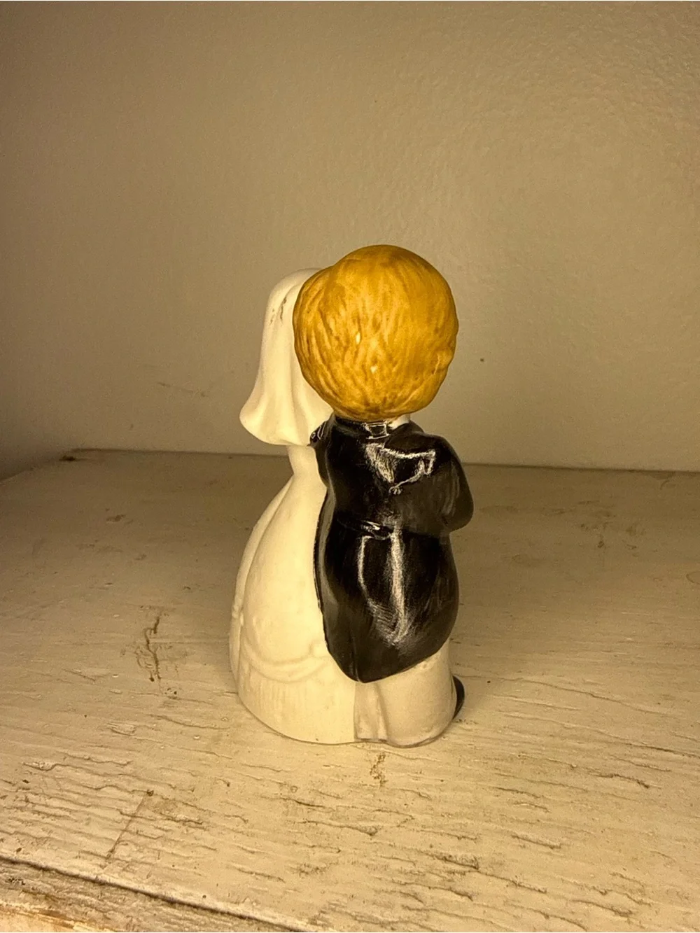 Beautiful Porcelain Bride and Groom Wedding Bell Figurine by J.S.N.Y. Made in Ta